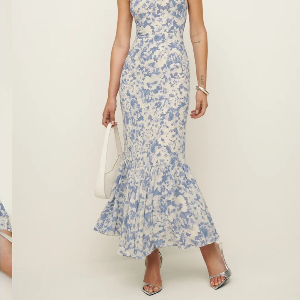 Reformation Blue and White Floral Dress